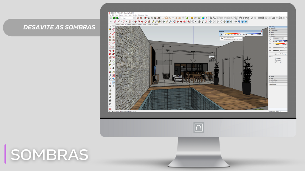 SOMBRAS SKETCHUP BLOCOS 3D OTIMIZAR